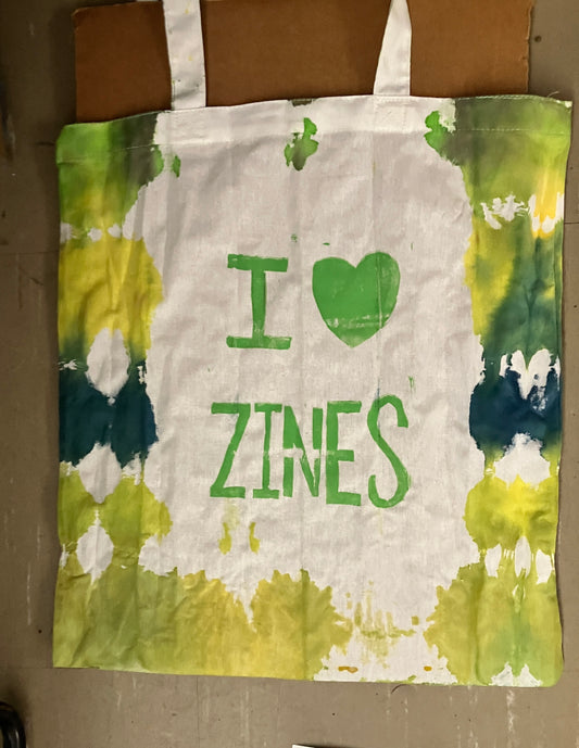 I love zines tie-dye tote bag